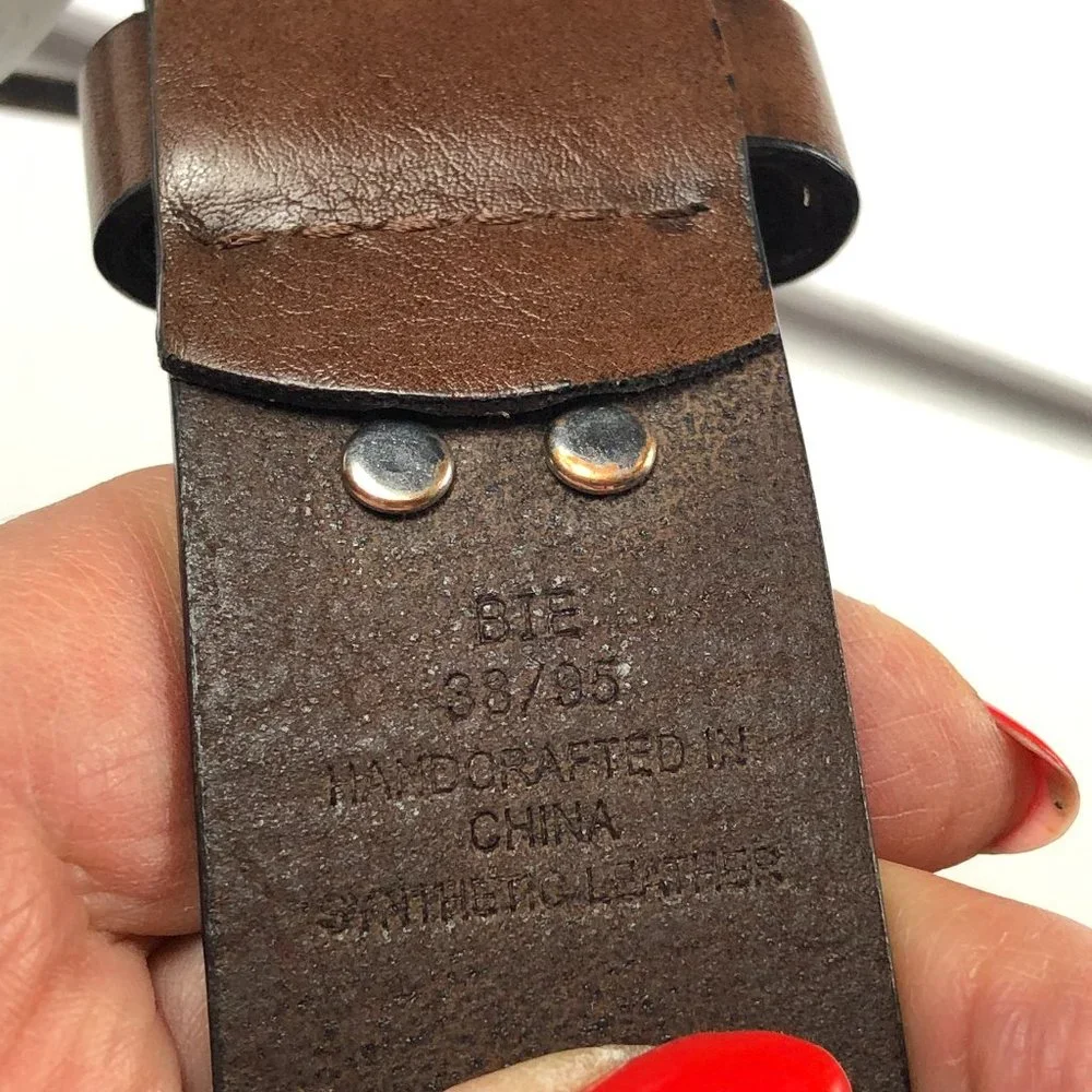 Kenneth Cole Reaction BIE Brown Genuine Leather Belt Cowboy Southwestern